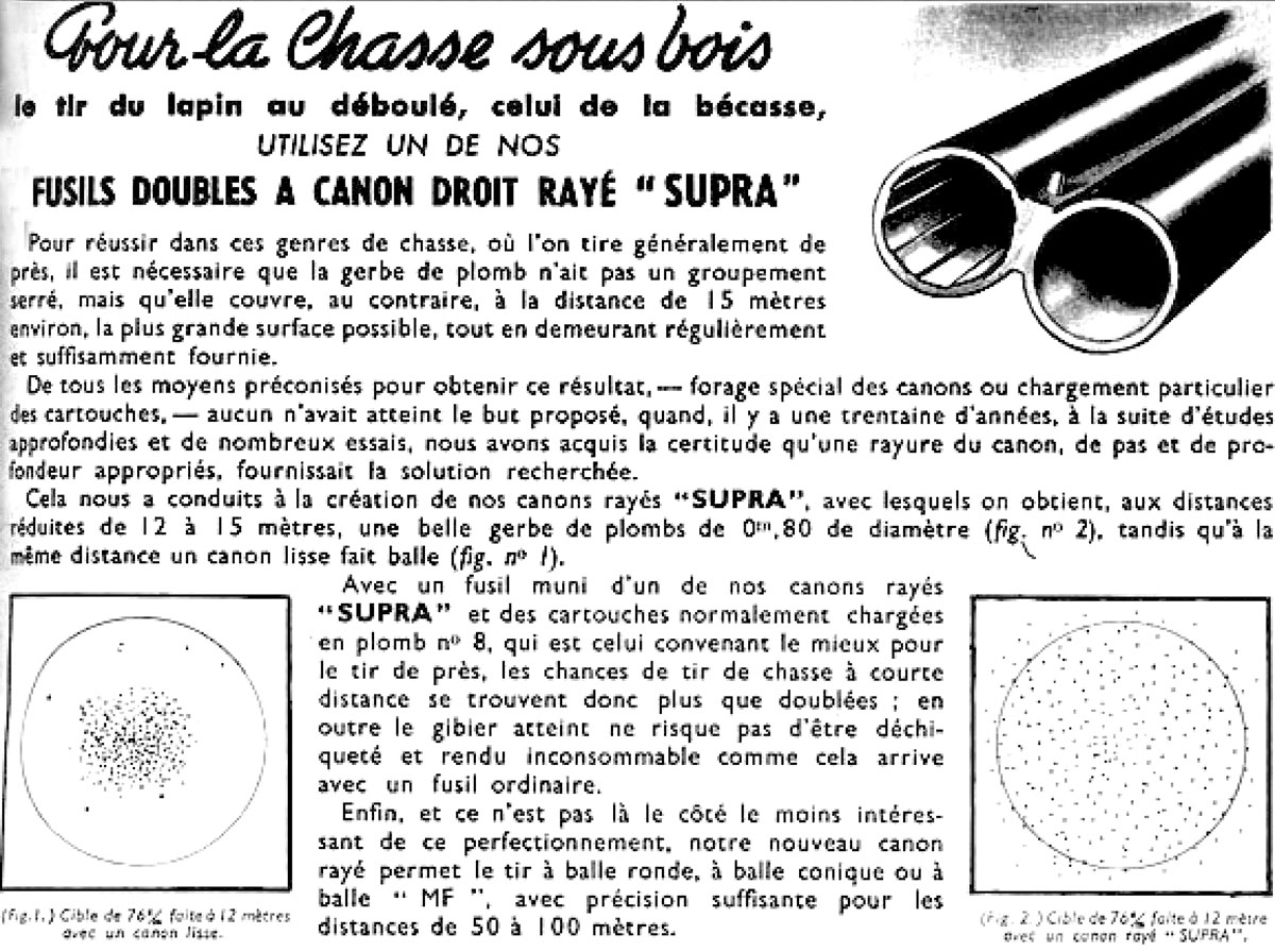 French catalog page describes the function and shows performance expectations of the Cape Gun.